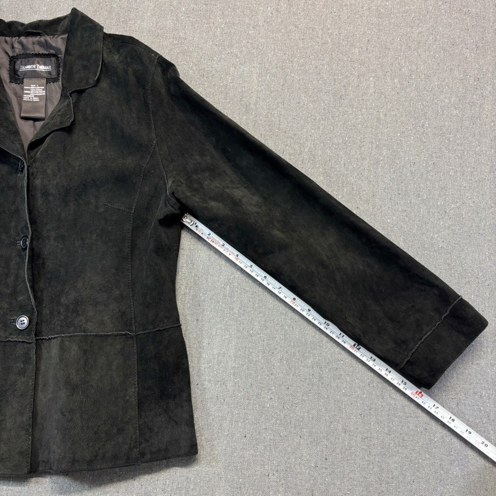 Brandon Thomas Vintage Black 100% Suede Leather Button Blazer Jacket Size L - Picture 7 of 7